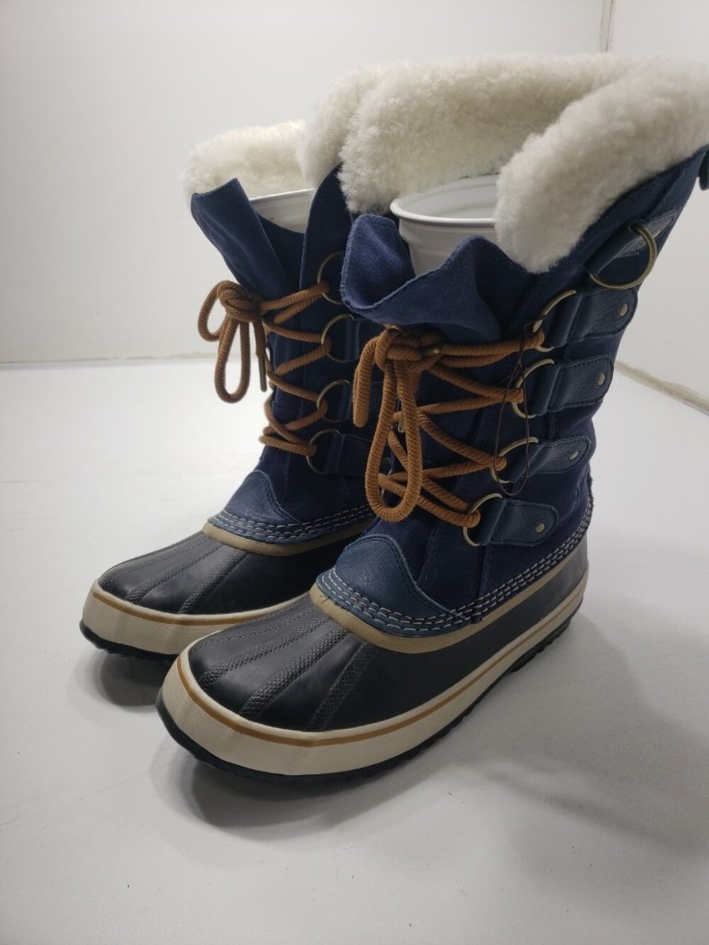 SOREL Joan Of Arctic Women’s Size 9 Blue Waterproof Winter Snow Boots Fur Lined
